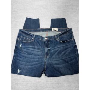 Cosmic Blue Love Jeans Cut Raw Hem Blue Denim Stretch Stitch-Fix Skinny Plus 22W